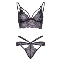 Еротичний комплект зі стрепами та стразами Leg Avenue Ready Or Not S Black, бра + стрінги — Переглянути зображення 5