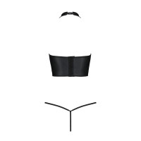 Комплект белья с открытой грудью Passion GENEVIA SET WITH OPEN BRA L/XL black, корсет, стринги