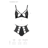 Комплект білизни Passion TASMINA SET L/XL black, ліф, високі трусики з корсетом ззаду — Переглянути зображення 5