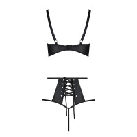 Комплект белья Passion TASMINA SET L/XL black, лиф, высокие трусики с корсетом сзади