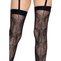 Чулки-сетка со швом сзади Leg Avenue Butterfly back seam thigh highs One size Black