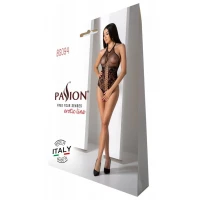 Бодістокінг з імітацією корсетної шнурівки Passion BS094 One Size, black, квітковий візерунок, з дос — Просмотреть изображение 6