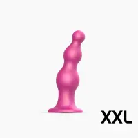 Насадка для страпона Strap-On-Me Dildo Plug Beads Framboise Metallic XXL — Переглянути зображення 1