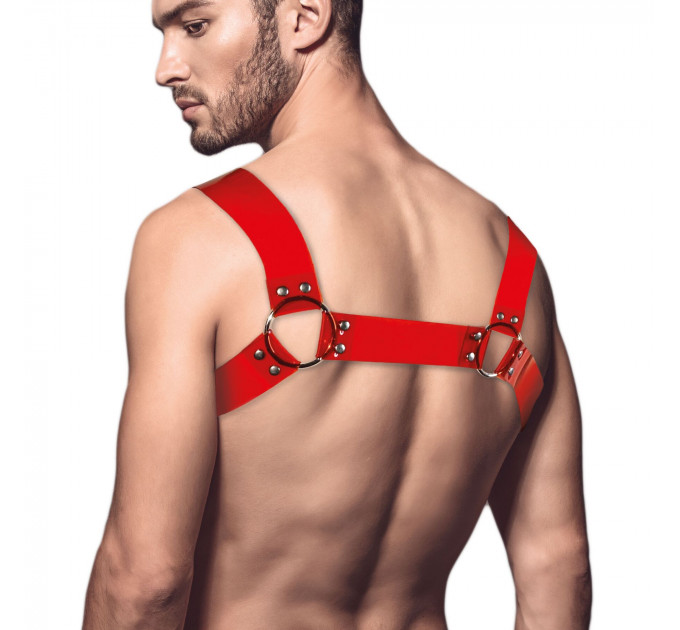 Чоловіча портупея на груди Feral Feelings - Bulldog Harness Red Trasparent