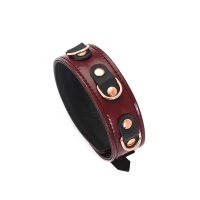 Шкіряний нашийник з повідцем Liebe Seele Wine Red Collar and Leash, 3 кільця для кріплення — Переглянути зображення 4