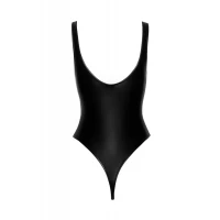 Боді з мокрим ефектом Noir Handmade F244 Powerwetlook body with high cut bottom hem, XL — Переглянути зображення 8