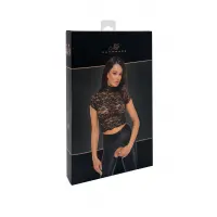Топ Noir Handmade F303 Essence, XXL, black, мереживний, короткий рукав, комір-стійка — Просмотреть изображение 6