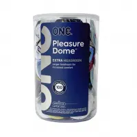 Набір презервативів ONE Pleasure Dome, 100 шт, гладенькі, з розширеною головкою, паковання-тубус — Переглянути зображення 1