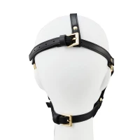 Маска-збруя для мінету LOCKINK SEVANDA Blowjob Head Harness, чорна, з м’якою вставкою у вигляді губ — Переглянути зображення 6