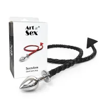 Металева анальна пробка S з диявольським хвостом Art of Sex - Succubus, екошкіра, чорний — Переглянути зображення 5