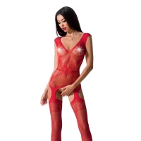 Сітчастий бодістокінг Passion BS062 One Size, Red, комбінезон, імітація панчіх, відкритий доступ — Переглянути зображення 1