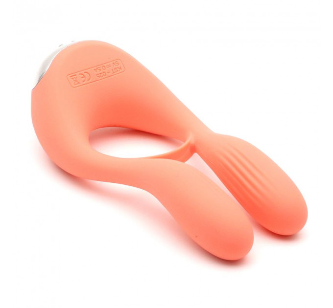 Вібратор для пар KISTOY Martin Orange, два мотори, кріплення на член, діаметр 3,2 см