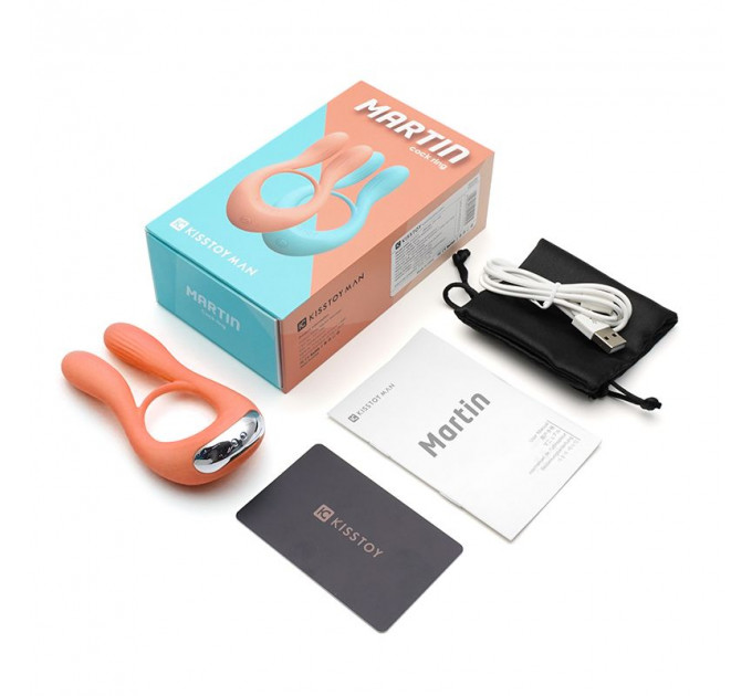 Вібратор для пар KISTOY Martin Orange, два мотори, кріплення на член, діаметр 3,2 см