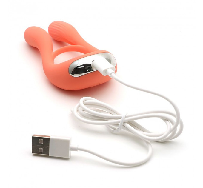 Вібратор для пар KISTOY Martin Orange, два мотори, кріплення на член, діаметр 3,2 см