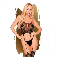 Бодістокінг з топом та панчохами на підв'язках Penthouse - Sex Dealer Black S/L — Просмотреть изображение 1