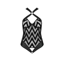 Сітчастий боді з халтером та ритмічним малюнком Passion Hima Body XXL/XXXL, black — Переглянути зображення 3