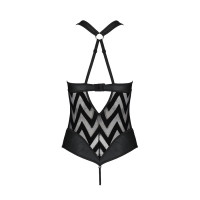 Сетчатый боди с халтером и ритмичным рисунком Passion Hima Body XXL/XXXL, black