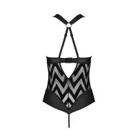 Сітчастий боді з халтером та ритмічним малюнком Passion Hima Body XXL/XXXL, black — Переглянути зображення 4