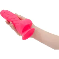 Ребристий фалоімітатор на присосці ADDICTION — Tom 7″ Dildo With Balls — Pink, віброкуля в подарунок — Переглянути зображення 4
