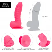 Ребристий фалоімітатор на присосці ADDICTION — Tom 7″ Dildo With Balls — Pink, віброкуля в подарунок — Переглянути зображення 5