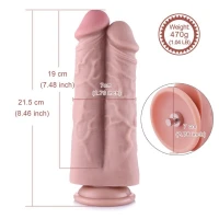 Подвійний дилдо для секс-машин Hismith 8.5″ Two Cocks One Hole Silicone Dildo — Переглянути зображення 7