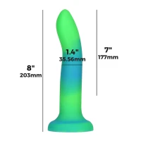 Фалоімітатор, що світиться в темряві, ADDICTION Rave 8″, Glow in the Dark Dildo Blue Green, 20,3 см — Просмотреть изображение 4
