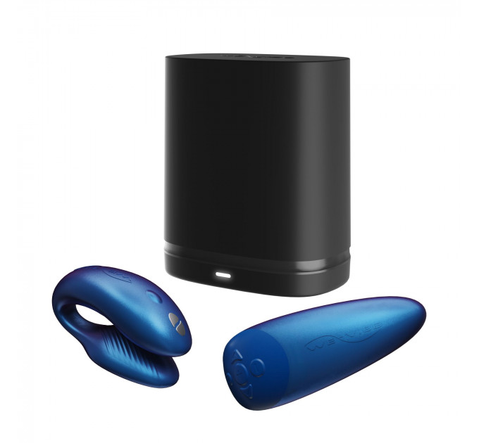 Смарт-вібратор для пар We-Vibe Chorus Cosmic Blue, сенсорне керування вібраціями стисненням пульта