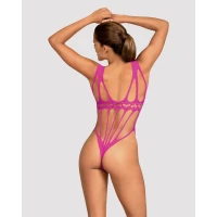 Сітчастий бодістокінг із поздовжніми вирізами Obsessive B121 teddy S/M/L, рожевий — Переглянути зображення 2