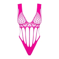 Сітчастий бодістокінг із поздовжніми вирізами Obsessive B121 teddy S/M/L, рожевий — Переглянути зображення 5