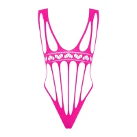 Сітчастий бодістокінг із поздовжніми вирізами Obsessive B121 teddy S/M/L, рожевий — Переглянути зображення 6