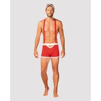 Чоловічий еротичний костюм Санта-Клауса Obsessive Mr Claus 2XL/3XL, боксери на підтяжках, шапочка з — Переглянути зображення 3