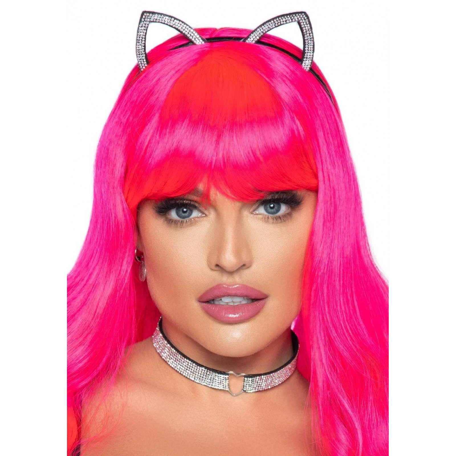 Набор кошечки Leg Avenue Cat ear headband and choker, чокер и ушки, украшен стразами