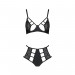 Комплект білизни Passion TASMINA SET S/M black, ліф, високі трусики з корсетом ззаду