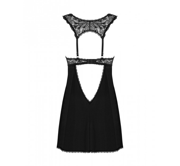 Сорочка бебі-дол з мереживом на грудях Obsessive Donna Dream babydoll M/L Black, стрінги