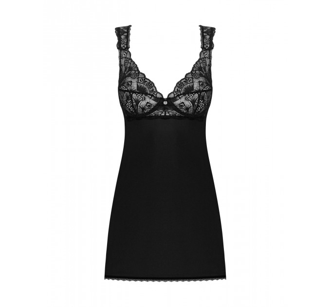 Сорочка бебі-дол з мереживом на грудях Obsessive Donna Dream babydoll M/L Black, стрінги