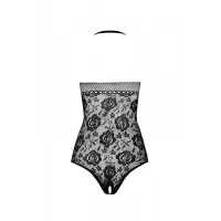 Бодістокінг з імітацією корсетної шнурівки Passion BS094 One Size, red, квітковий візерунок, з досту — Переглянути зображення 4