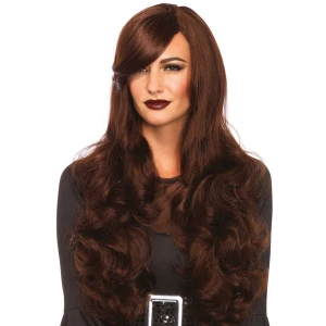 Хвиляста перука з косим чубчиком Leg Avenue Long Wavy Wig 68 см, коричнева