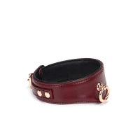 Шкіряний нашийник з повідцем Liebe Seele Wine Red Curved Collar, замок-сердечко — Переглянути зображення 6