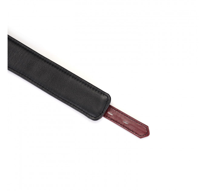 Шкіряний нашийник з повідцем Liebe Seele Wine Red Curved Collar, замок-сердечко