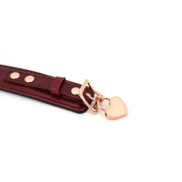 Шкіряний нашийник з повідцем Liebe Seele Wine Red Curved Collar, замок-сердечко — Переглянути зображення 8