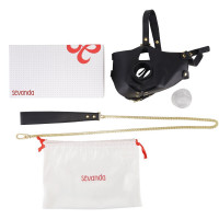 Маска-збруя для мінету з повідцем LOCKINK SEVANDA Blowjob Head Muzzle with Leash, чорна — Переглянути зображення 7