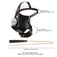 Маска-збруя для мінету з повідцем LOCKINK SEVANDA Blowjob Head Muzzle with Leash, чорна — Переглянути зображення 18