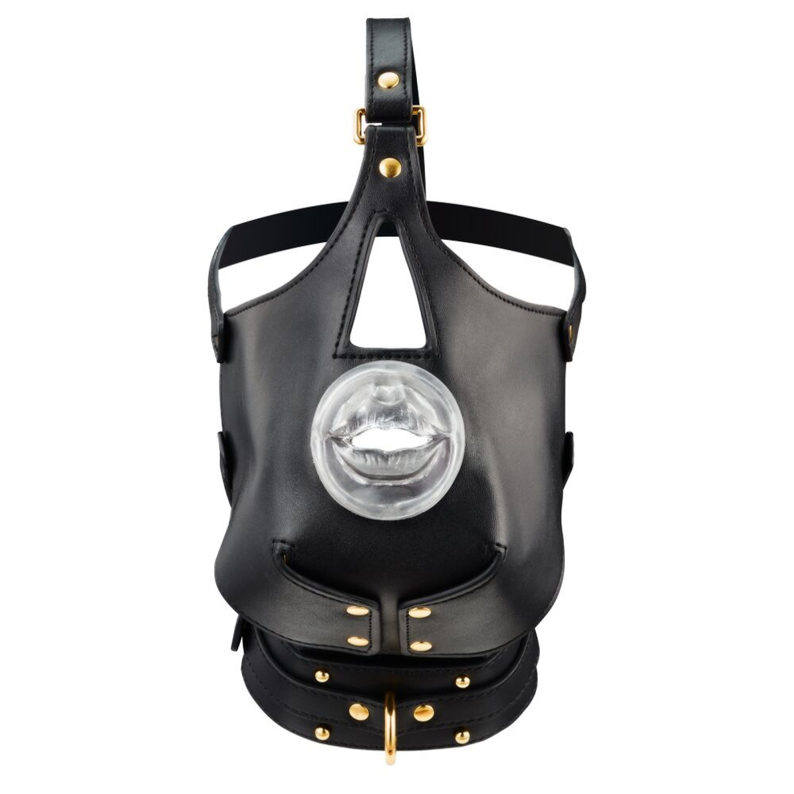 Маска-збруя для мінету з повідцем LOCKINK SEVANDA Blowjob Head Muzzle with Leash, чорна