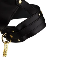 Маска-збруя для мінету з повідцем LOCKINK SEVANDA Blowjob Head Muzzle with Leash, чорна — Переглянути зображення 6