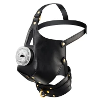 Маска-збруя для мінету з повідцем LOCKINK SEVANDA Blowjob Head Muzzle with Leash, чорна — Переглянути зображення 2