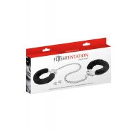 Металеві поножі з хутром Fetish Tentation Adjustable metal and fur ankle cuffs, 2 ключі — Переглянути зображення 4