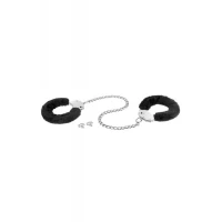 Металеві поножі з хутром Fetish Tentation Adjustable metal and fur ankle cuffs, 2 ключі — Переглянути зображення 3