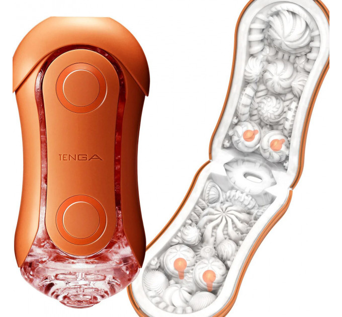 Мастурбатор Tenga Flip Orb — Sunset Orange, з можливістю зміни тиску та стимулювальними кульками всередині