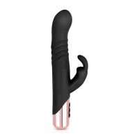 Вібратор-кролик Rosy Gold - Rabbit Vibrator with thrusting function - Black — Переглянути зображення 2