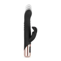 Вібратор-кролик Rosy Gold - Rabbit Vibrator with thrusting function - Black — Переглянути зображення 1